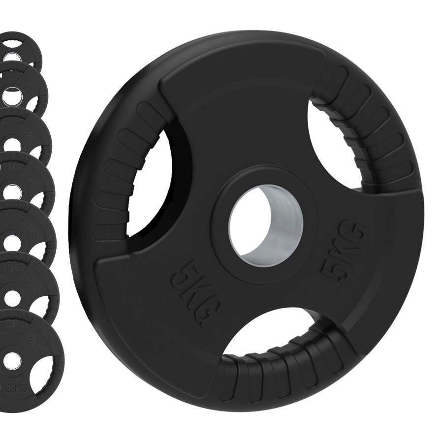 Olympic Tri Grip Rubber Weight Plates Black Pairs Sets 15 Kg Pair