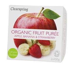 Organic Fruit Puree Apple/Banana/Strawberry (2x100g) - CLS218