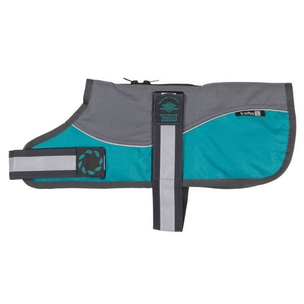 Outhwaite Reflective Grey/Teal  Padded Harness Coat w/o collar 14" (36cm) - 262218