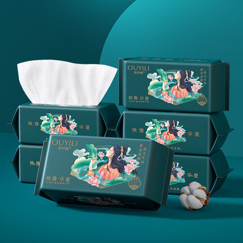 OUYILI Soft Dry Wipe, Disposable Face Towels, Pure Cotton Wet and Dry Use,100 Count Unscented Cotton Tissues Baby Wipes for Sensitive Skin