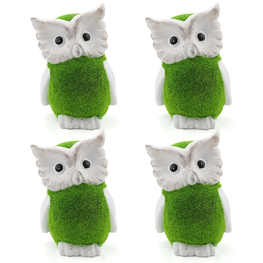 Class B | Pack of 4 Flocked Wise Owl 26cm (10 Inch) Garden Ornament (Minor Defects)