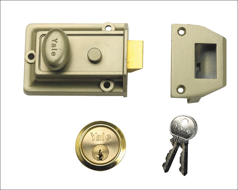 P77 Traditional Nightlatch 60mm Backset Nickel Brass Finish Visi YALP77ENBPB
