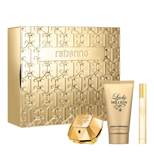 Paco Rabanne Lady Million 80ml EDP Spray + 10ml EDP Spray + 100ml Body Lotion Gift Set 2023