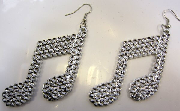 Party Accessory Earrings Pair of Music Notes
