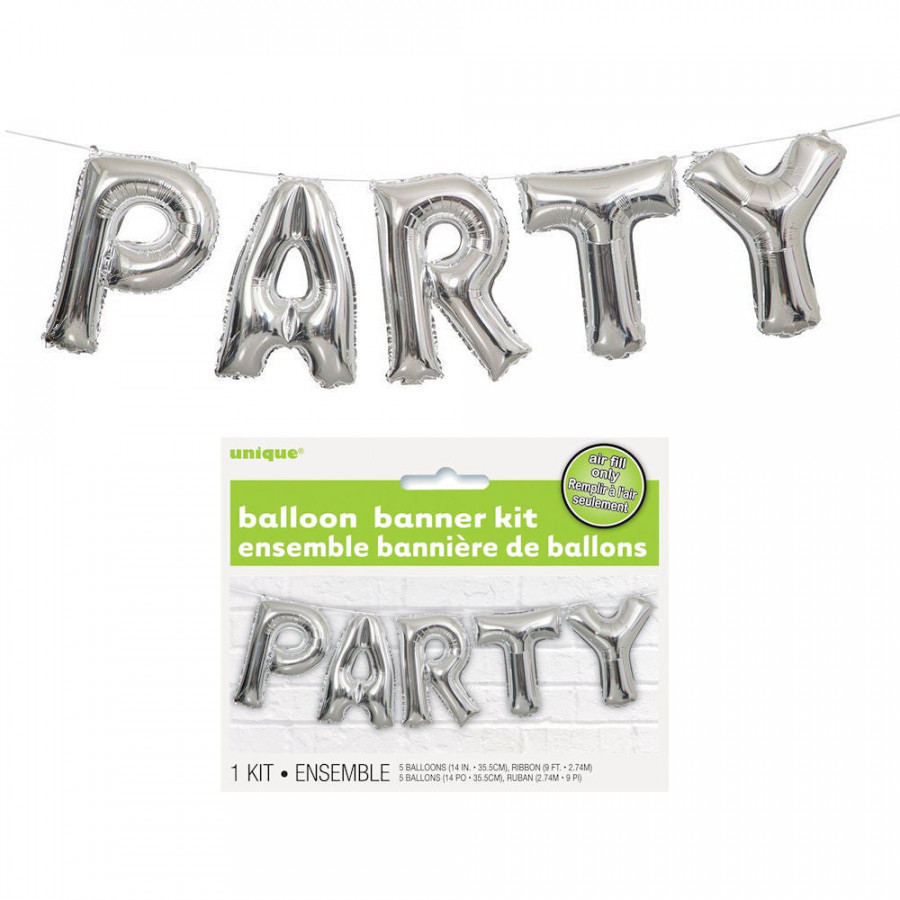 Click to view product details and reviews for Party Balloon Banner Kit Silver.