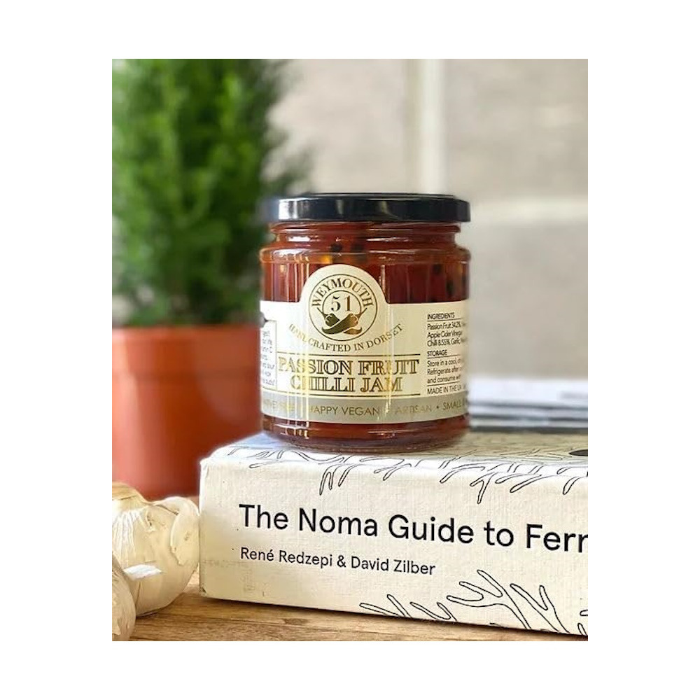 Passion Fruit Chilli Jam Weymouth 51 Mild Sweet and Sour Chilli Dip Vegan 190g