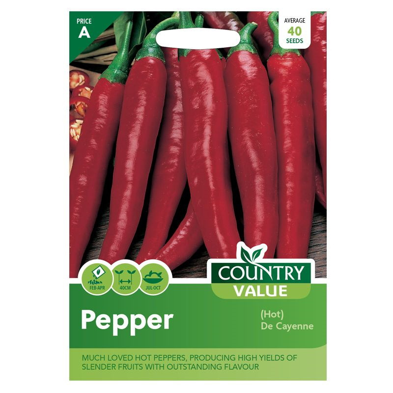 Pepper Seed Grow Your Garden Vegetable (Hot) De Cayenne Packet Country Value