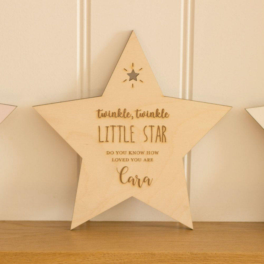 Click to view product details and reviews for Personalised Nursery Wall Decoration Wooden Little Star New Born Keepsake.
