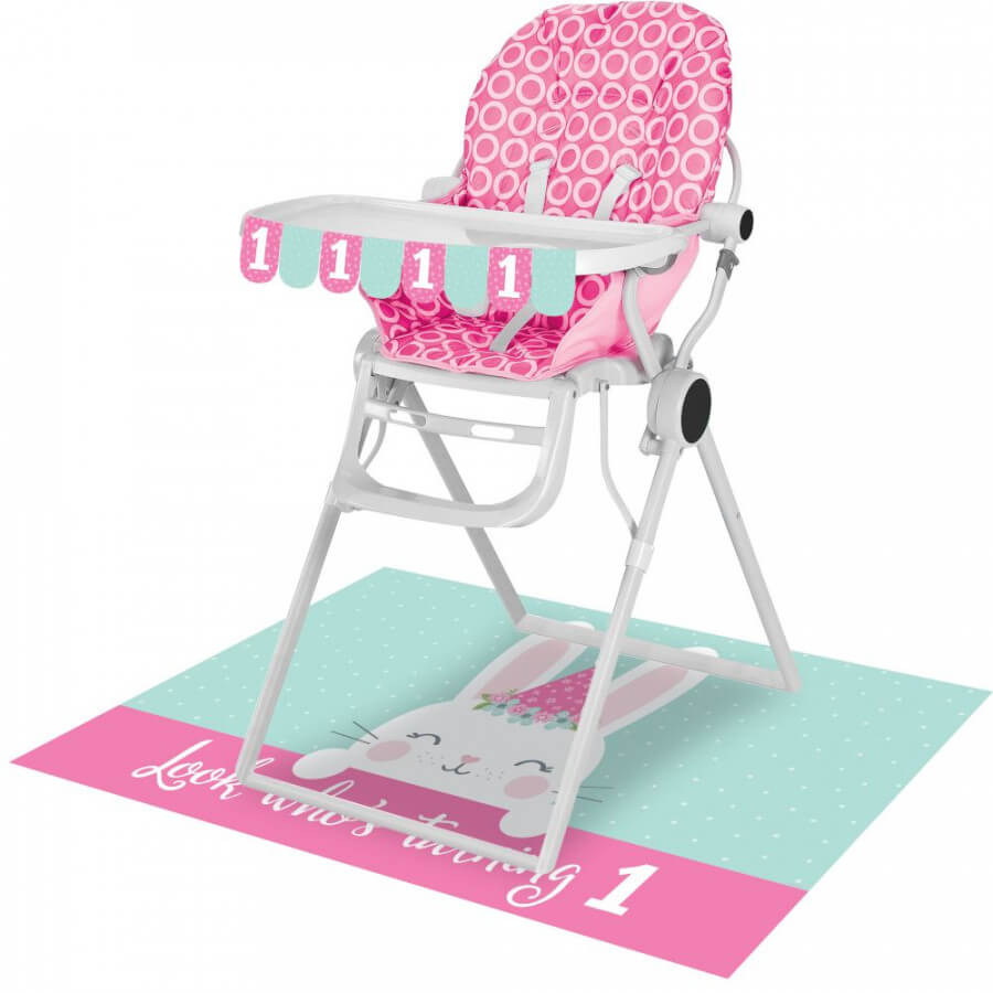 Click to view product details and reviews for Pink 1st Birthday Bunny High Chair Kit.