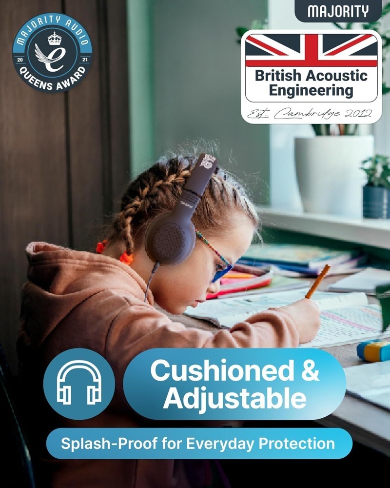 Majority Superstar Pink Kids Headphones | Volume Limited | Foldable | Share-Port | 3.5mm Cable