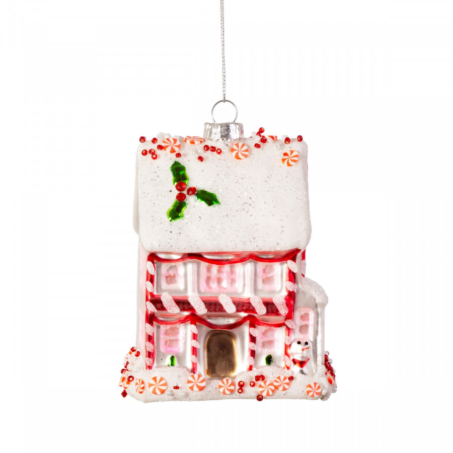 Click to view product details and reviews for Pink Fairytale Gingerbread House Shaped Bauble Hanging Decoration.