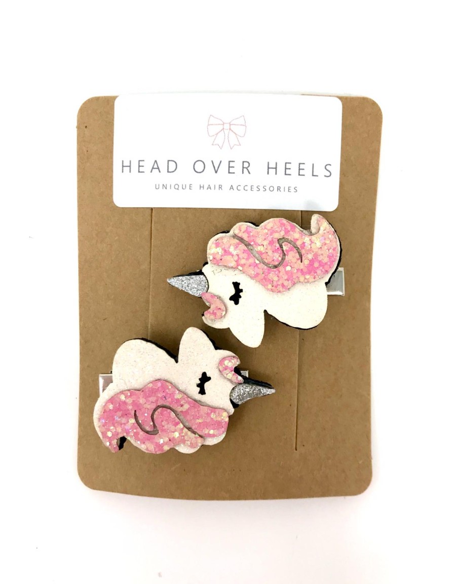 Pink Unicorn Hair Clips - Set of 2