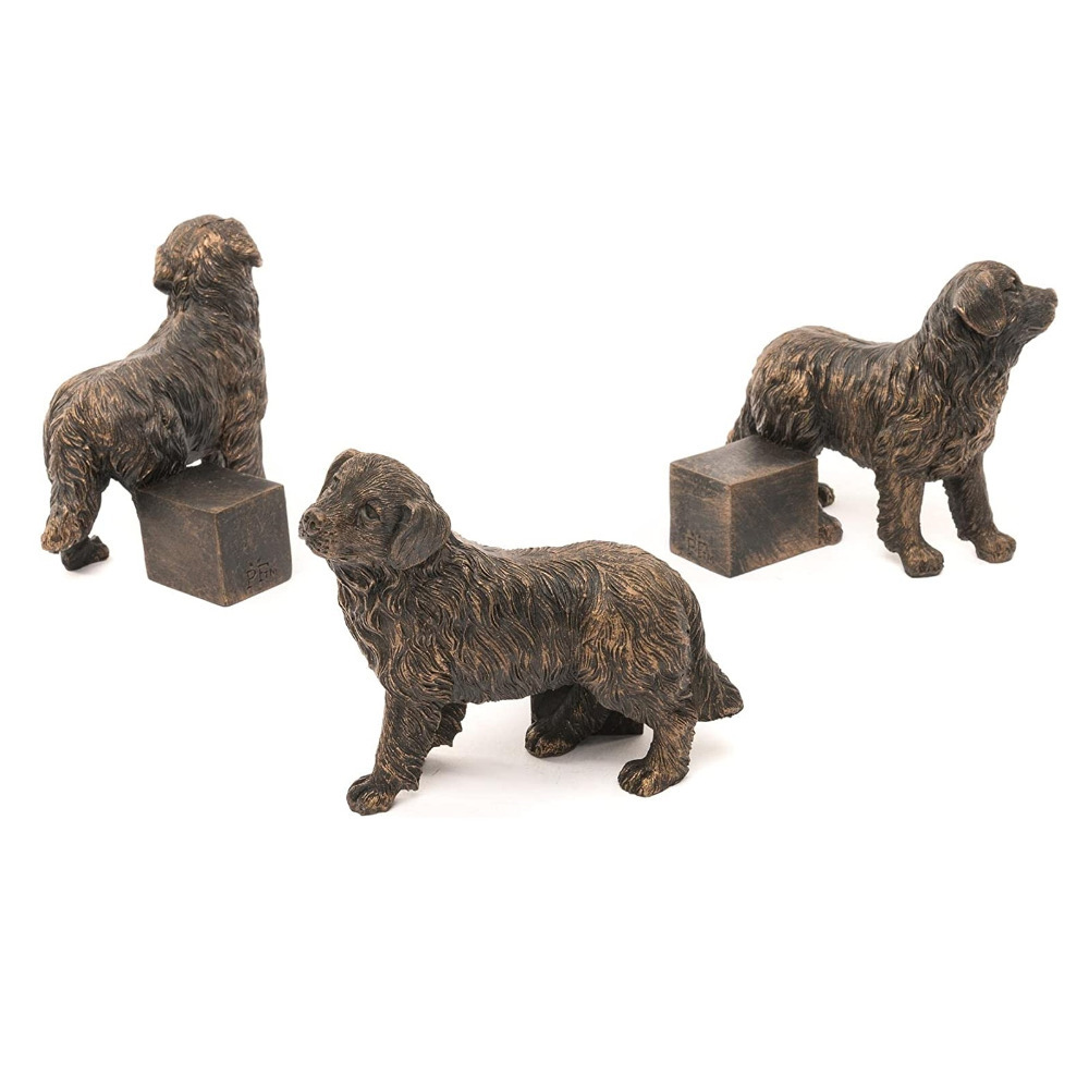 Plant Pot Ornament Potty Feet Newfoundland Dog Breed 3 Set Animal Bronze Colour