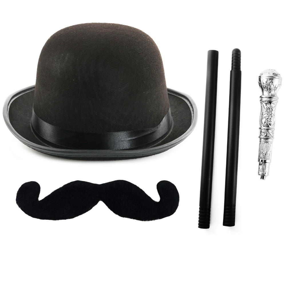 Detective Accessory Set | 3 Pcs | Hat, Tash & Cane