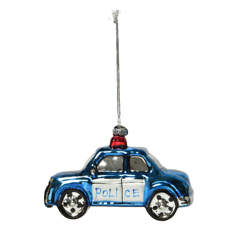 Click to view product details and reviews for Police Car Shaped 3d Glass Christmas Hanging Bauble.