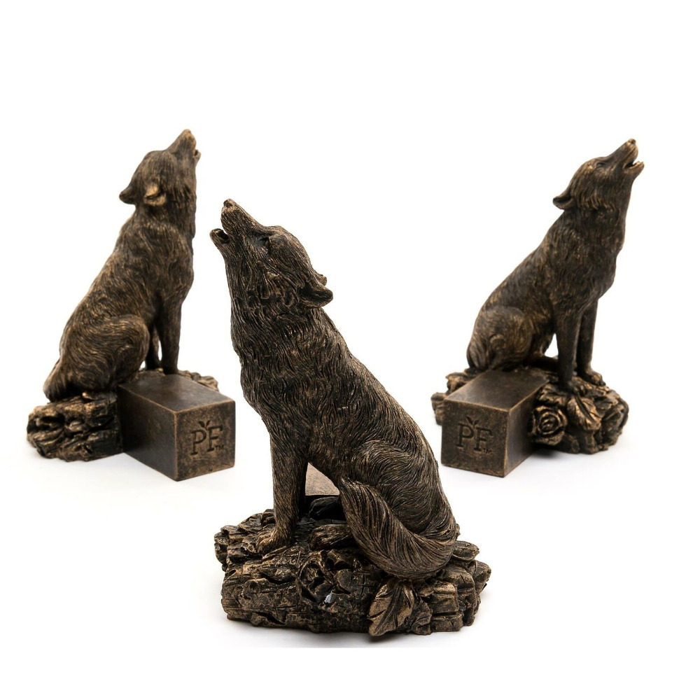 Potty Feet Wolf Figurines Set Of 3 Polyresin Garden Plant Pot Riser Ornaments