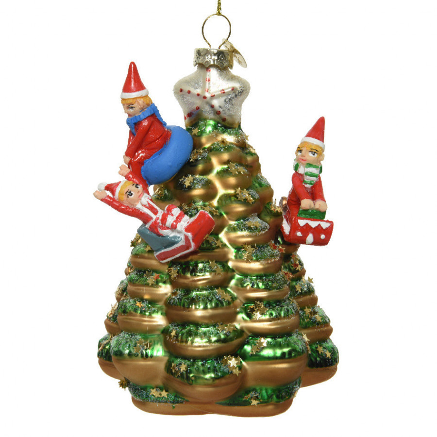 Click to view product details and reviews for Pre Order Dispatch In Sept Cookie Tree Glass Christmas Elves Star Hanging Bauble.