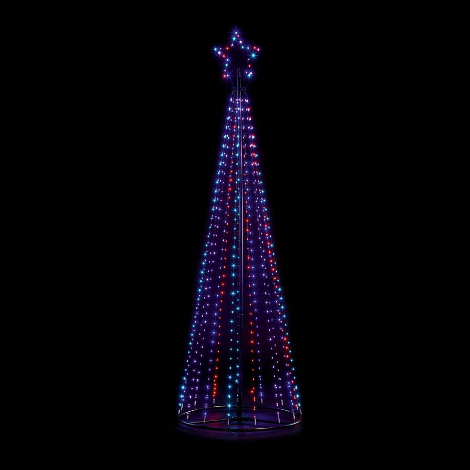 Premier Christmas Decor Outdoor Indoor 595 LEDs Pyramid Tree - Rainbow Lights