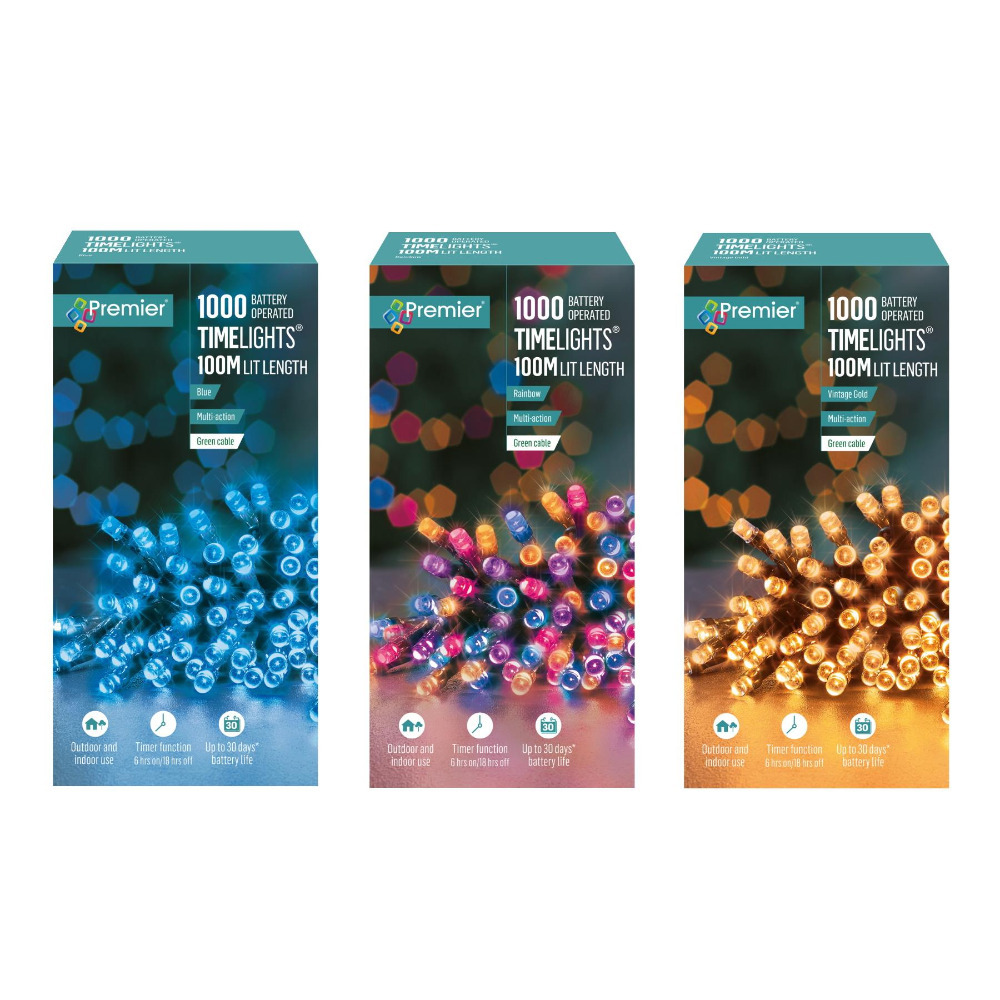 Premier Decorations Battery Powered Indoor/Outdoor 1000 LED Christmas Lights