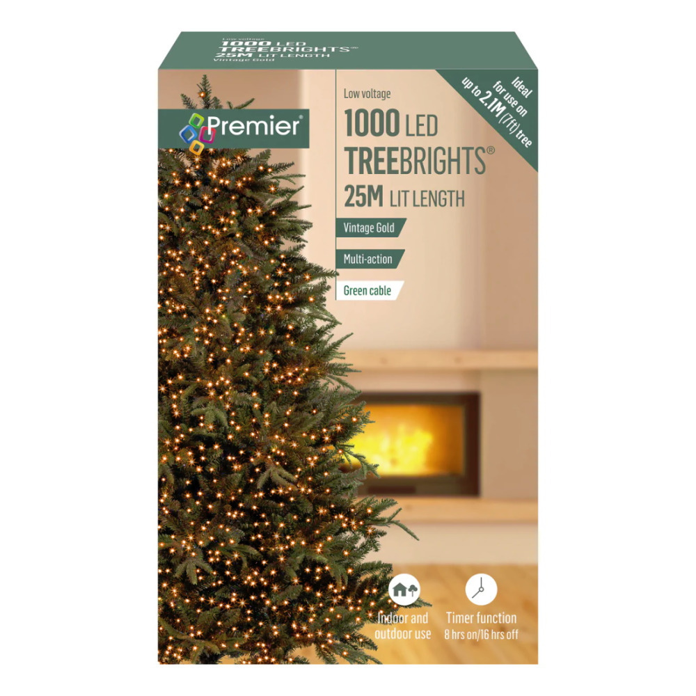 Premier Decorations Christmas Indoor/Outdoor Treebrights 1000 LED Vintage Gold Tree Lights