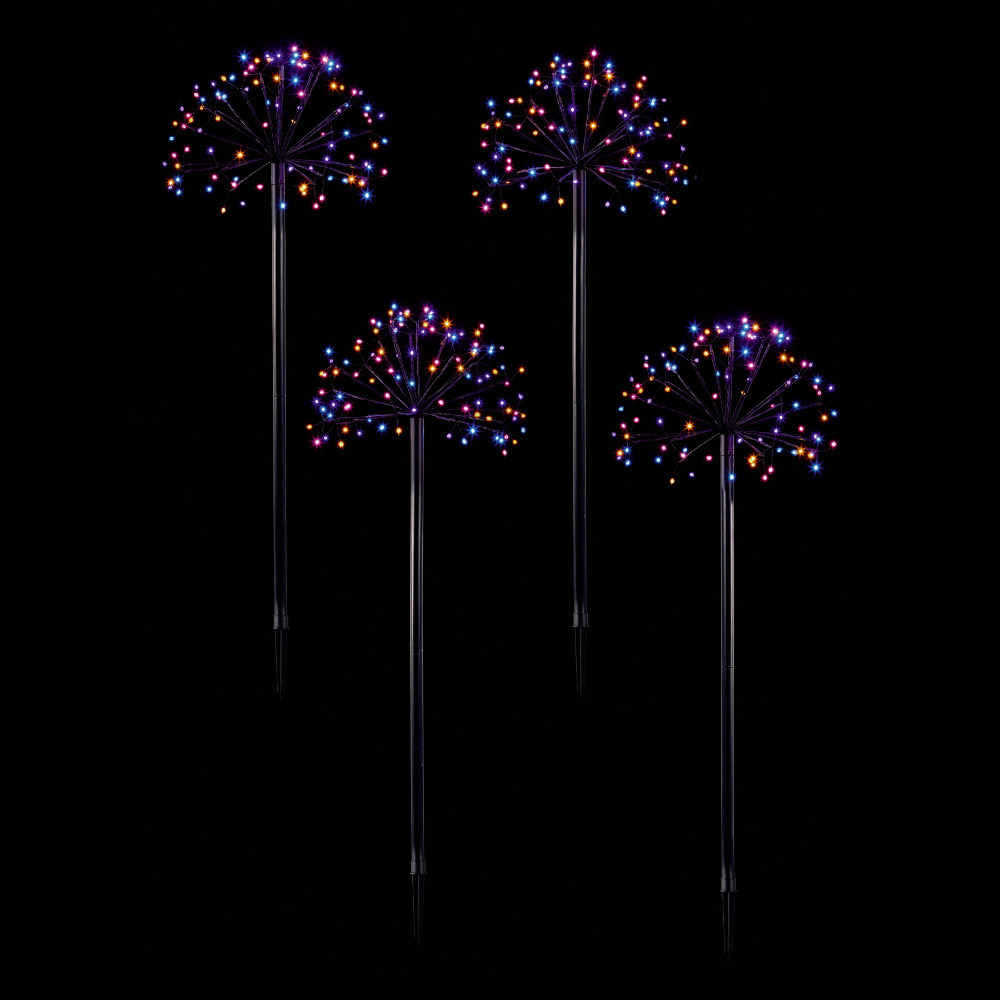 Premier Decorations Christmas Rainbow 400 LED Set Of 4 Sputnik Path Lights