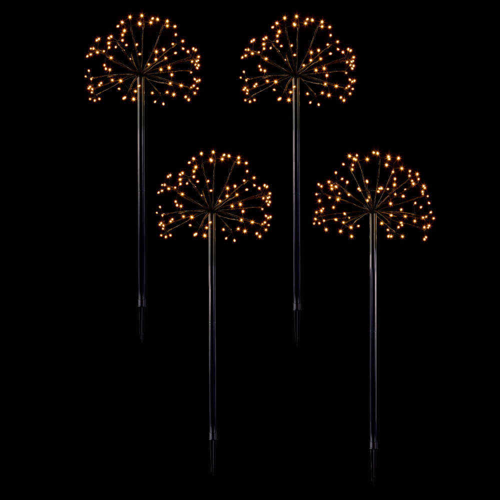 Premier Decorations Christmas Warm White 400 LED Set Of 4 Sputnik Path Lights