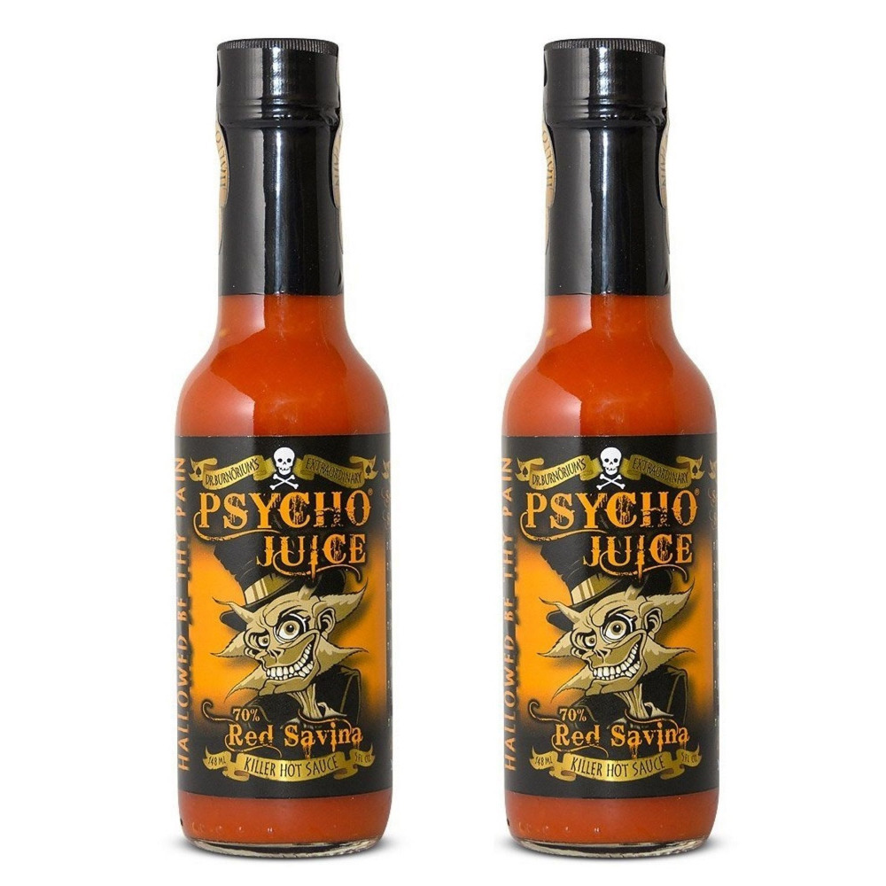Psycho Juice 70% Red Savina Hot Chilli Sauce Condiment 148ml (Set of 2)