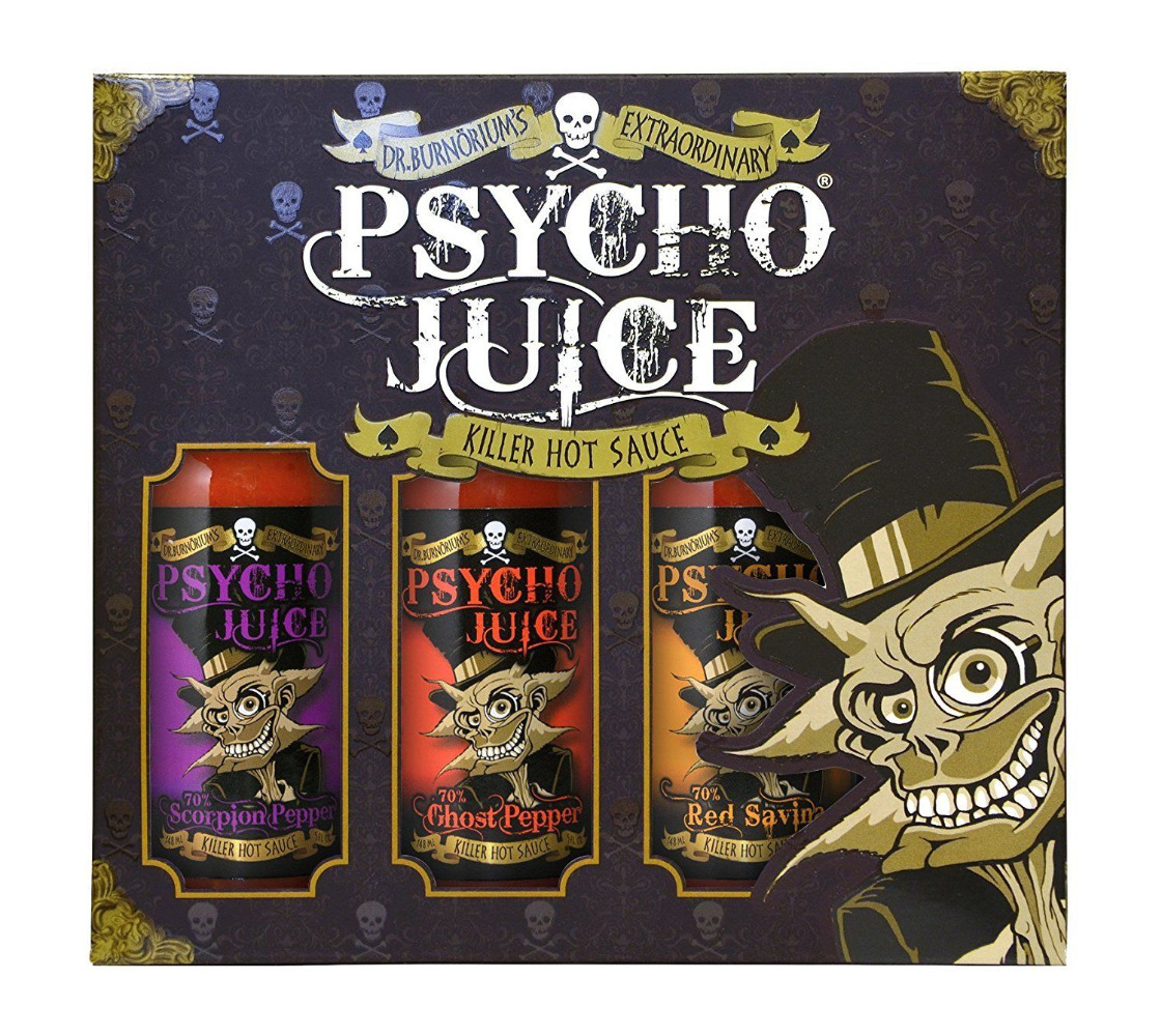 Psycho Juice 70% Trio Hot Chilli Pepper Sauces Gift Box Set - Collection 1