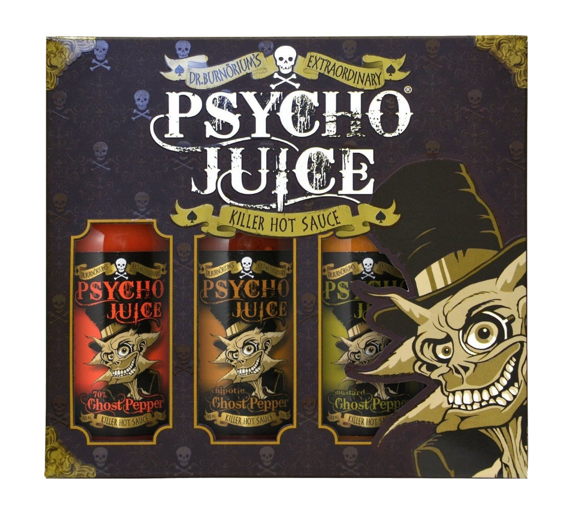 Psycho Juice Ghost Trio Hot Chilli Pepper Sauces Gift Box Set - Collection 1