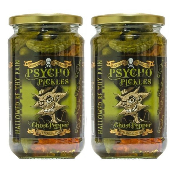 Psycho Pickles Ghost Pepper Chilli Gherkins 450g (Set of 2)