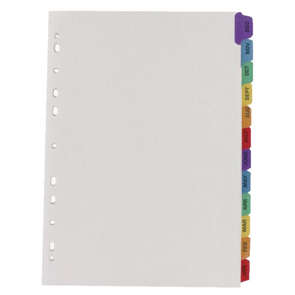 Q Card Dividers A4 Jan-Dec White - KF01524