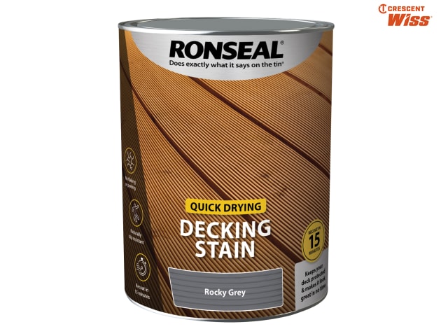 Quick Drying Decking Stain Rocky Grey 5 litre - RSLQDDSRG5L