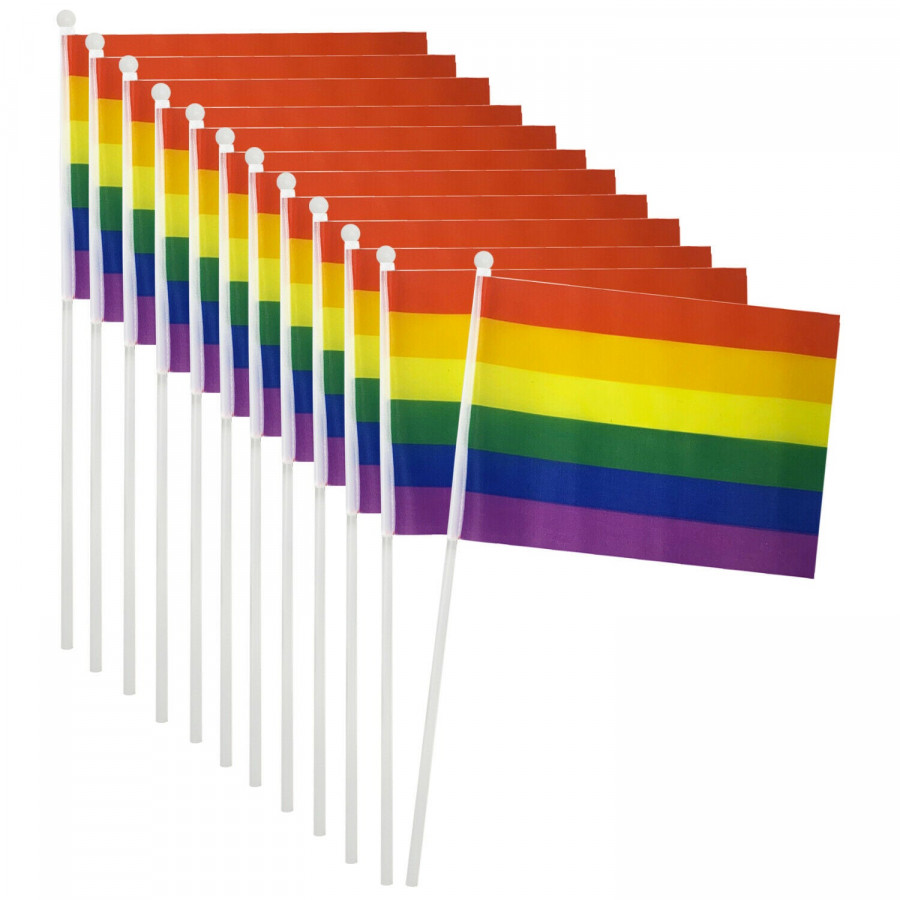 Click to view product details and reviews for Rainbow Pride Polyester Hand Waving Flags Pack 12.