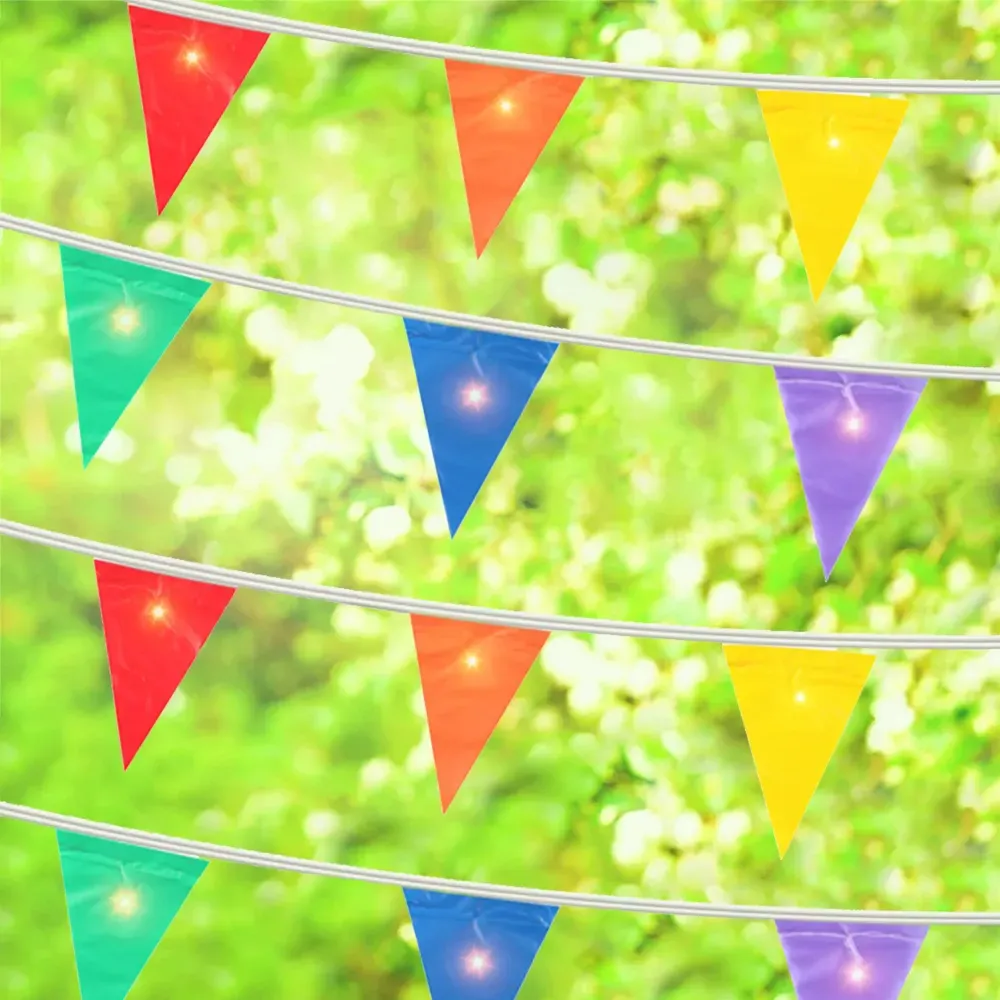 Light-Up Coloured Bunting – 3 Metres of Rainbow Pride Pennants for Festivals & Parties