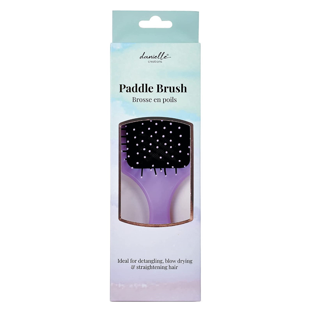 Rectangular Pastel Purple Paddle Hair Brush Detangling Blow Dry Gentle Styling