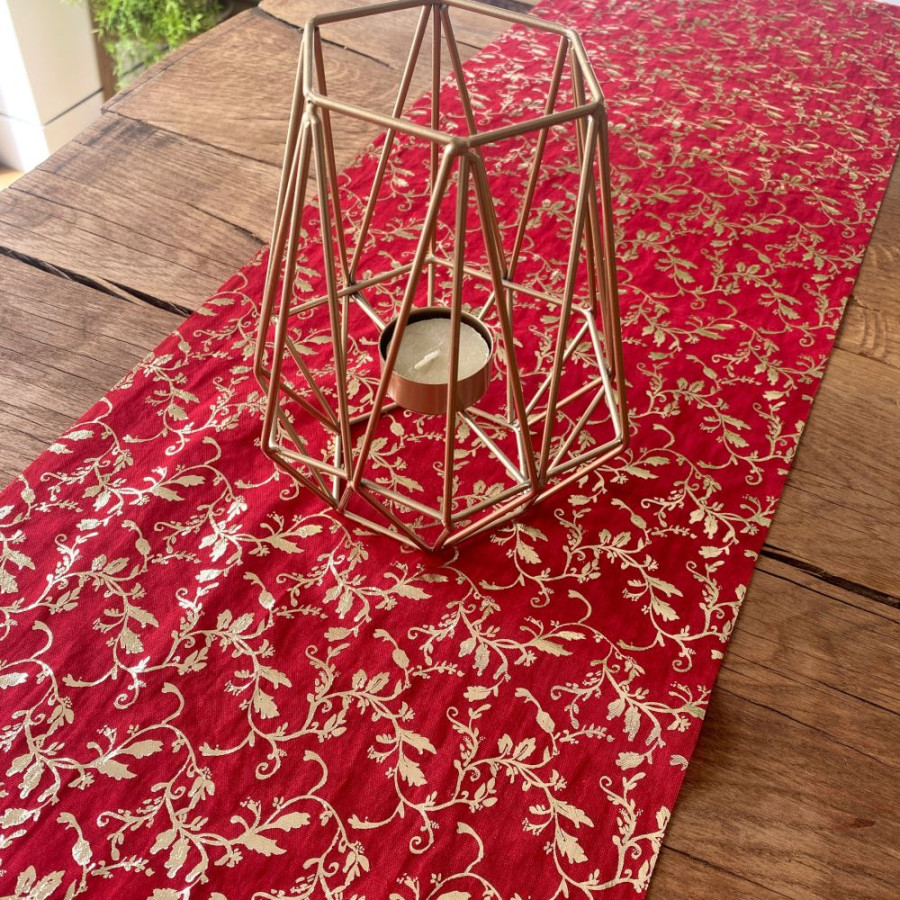 Click to view product details and reviews for Red Gold Muslin Table Runner Vine Flowers Party Decoration 28cm X 3m.
