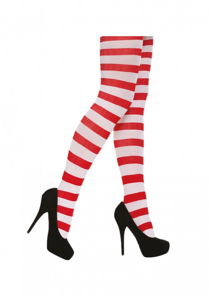Red and White Striped Tights Stockings