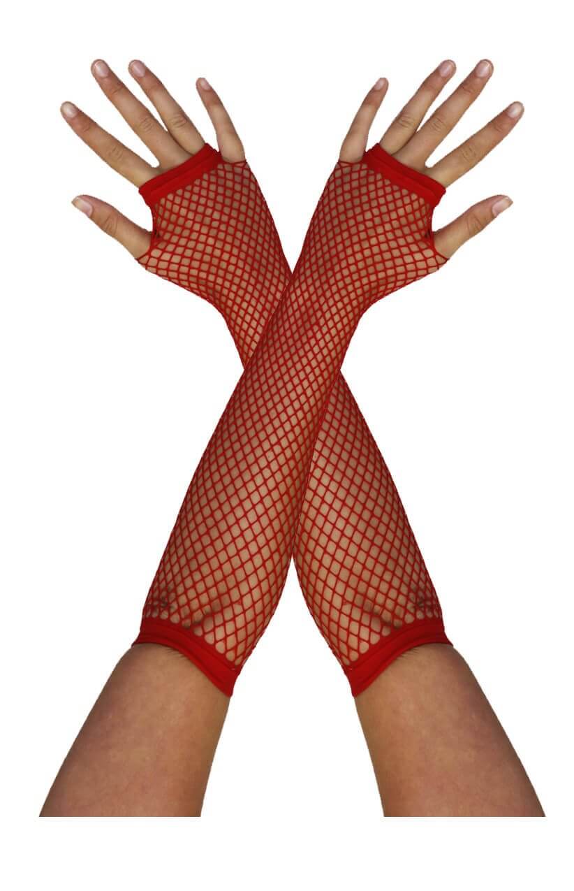Red Fishnet Gloves