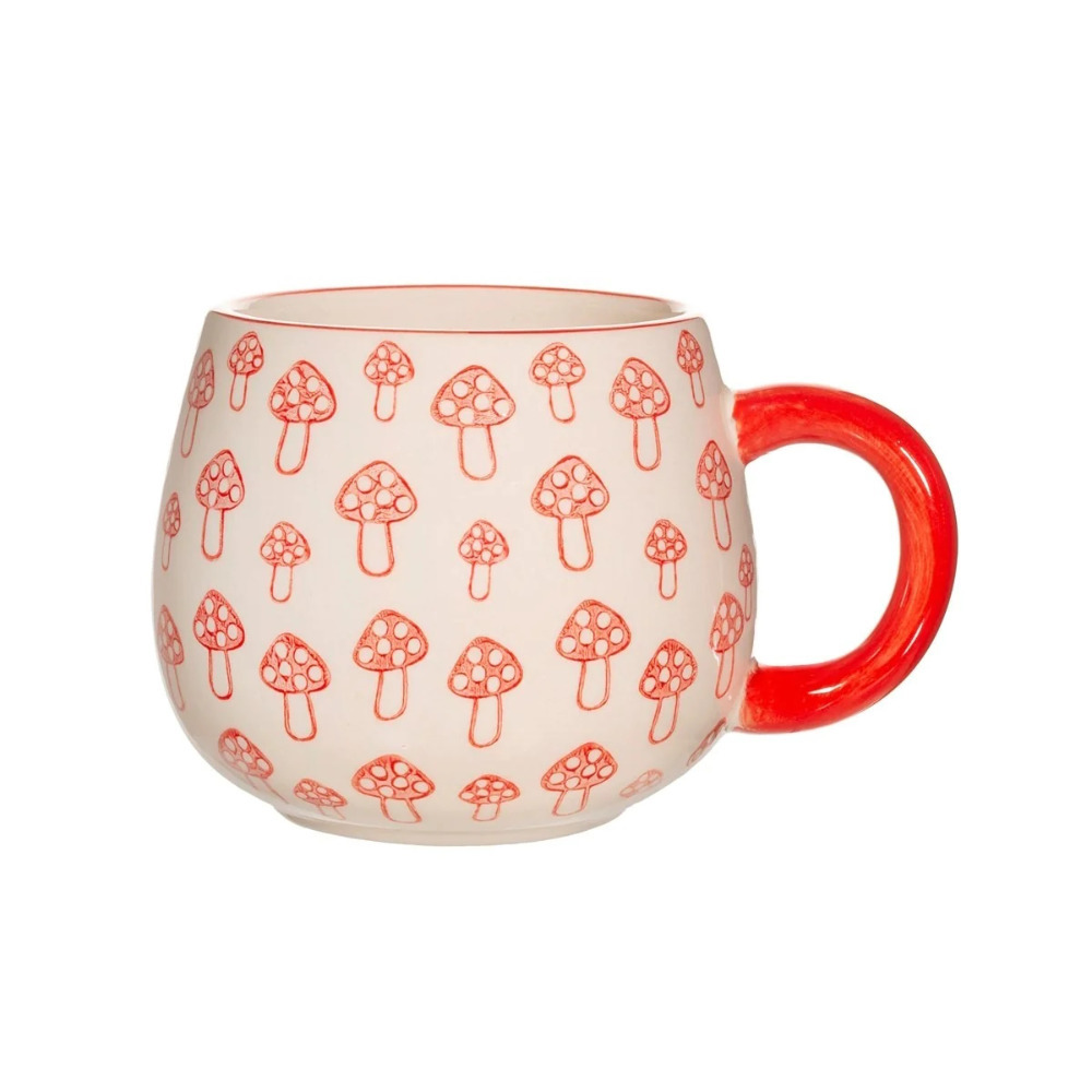 Red Mushroom Mug Ceramic Sass & Belle Print Coffee Cup Tea Handle Mugs Giftable