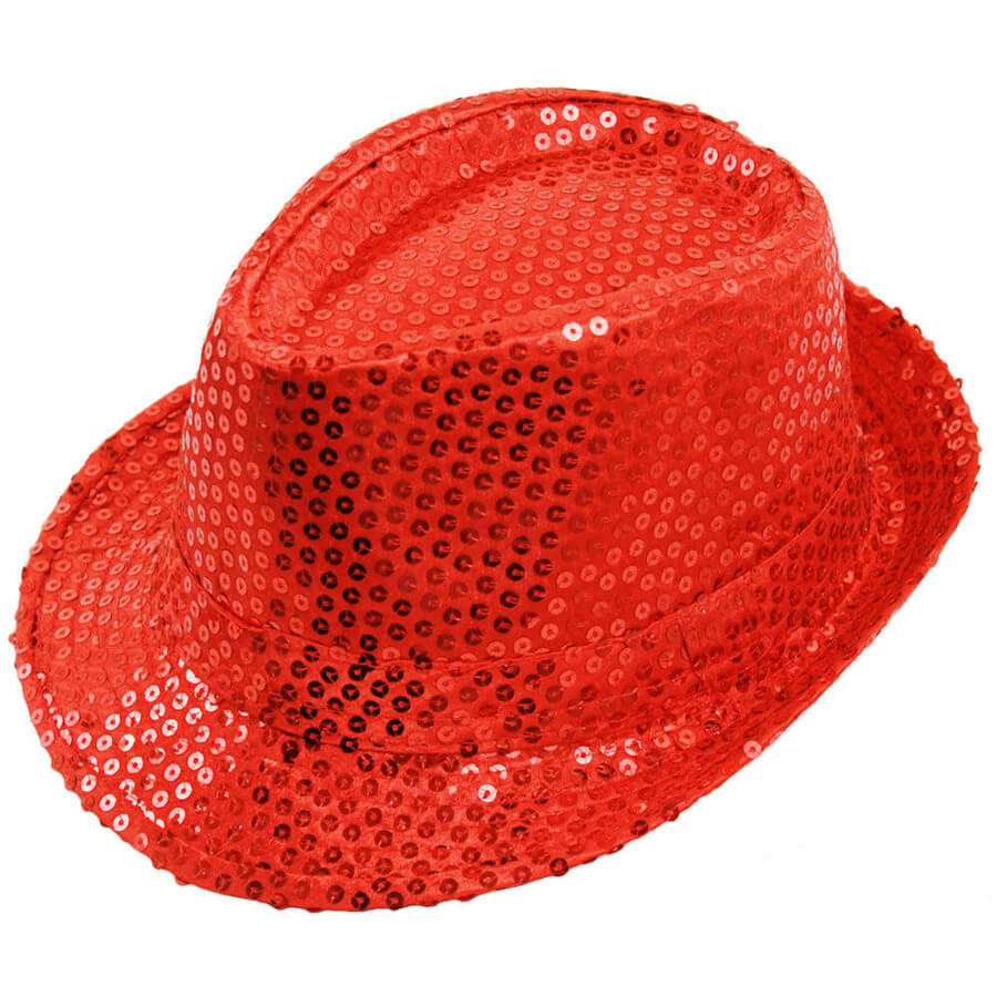 Red Sequin Fedora Hat