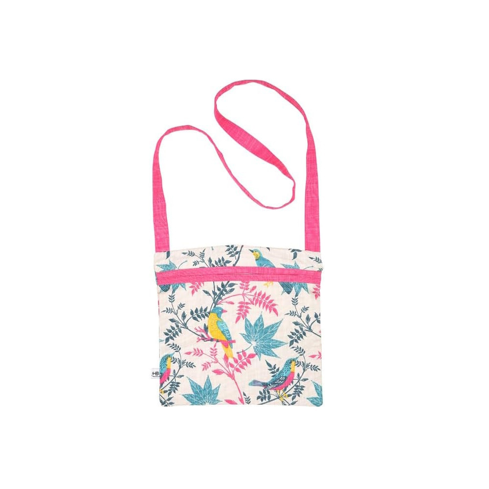 RHS Peg Bag Pink Birds 100% Cotton Hanging Storage Hanger Pegs Washing Strap