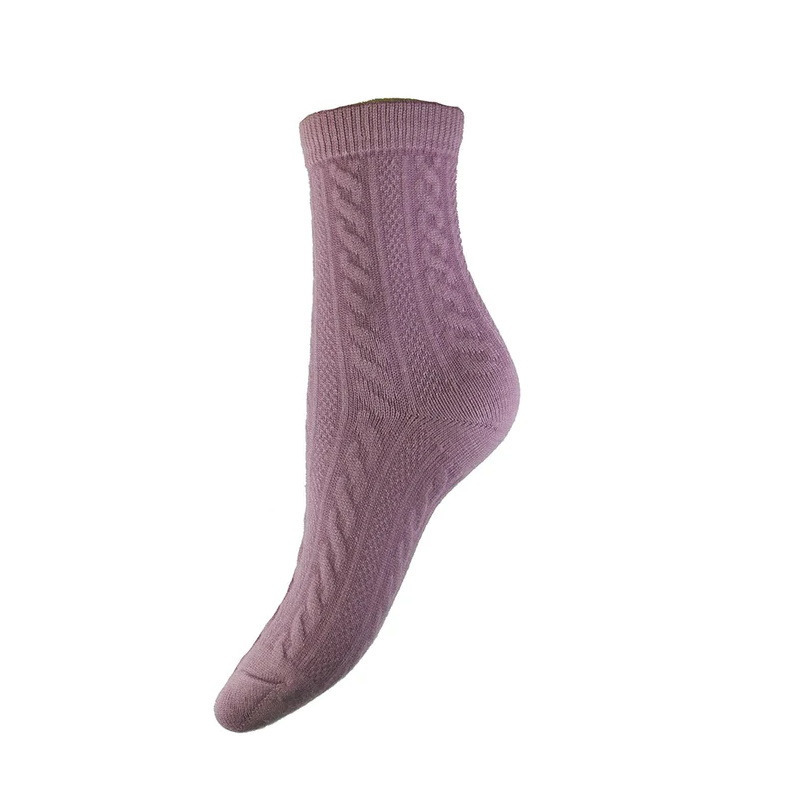 Ribbed Socks Womens Soft Wool Blend Cable Purple Design Warm Ladies UK 4-7