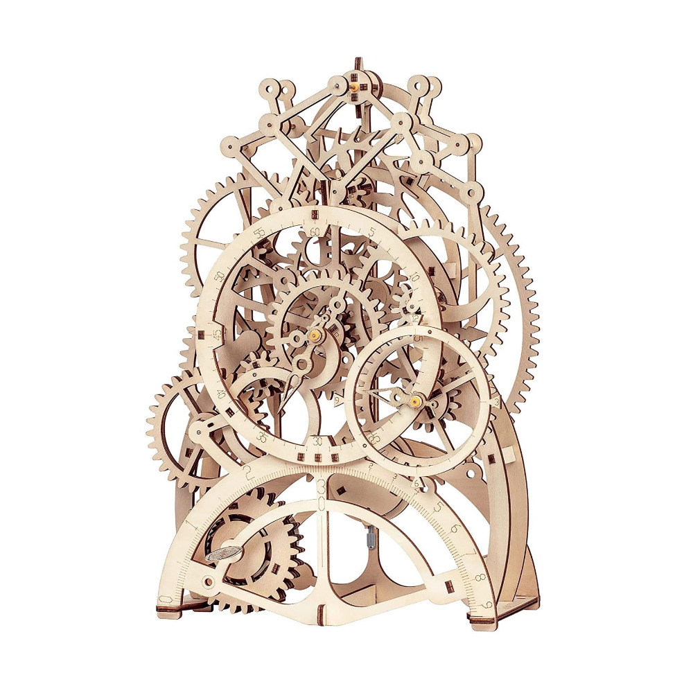 Robotime Self Assemble 3D Mechanical Time Wooden Puzzle Pendulum Wind Up Clock