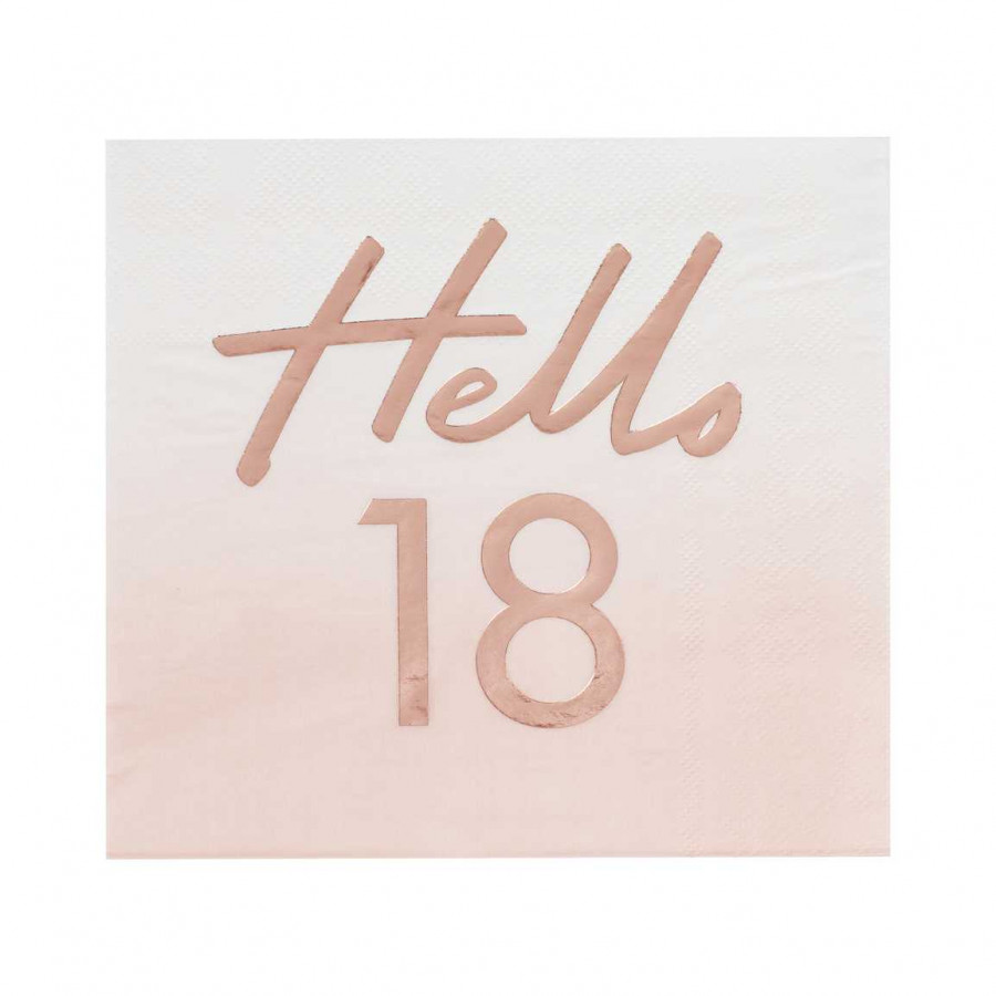 Click to view product details and reviews for Rose Gold And Pink Hello 18 Milestone Napkins Pack Of 16.