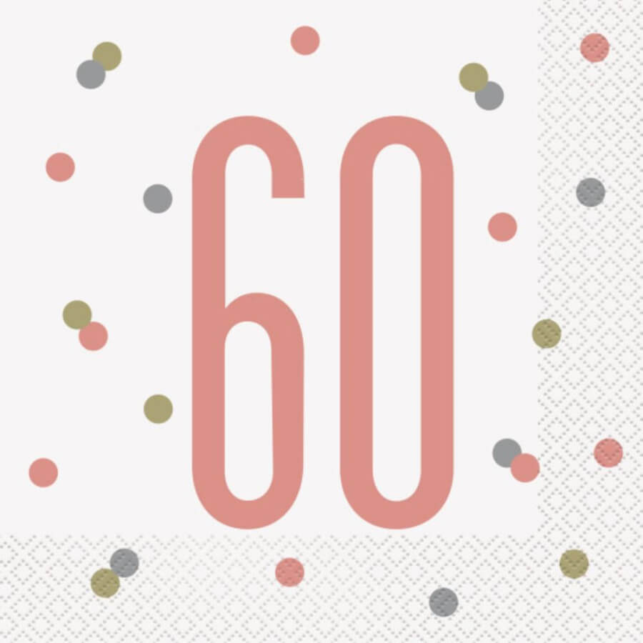 Click to view product details and reviews for Rose Gold 60th Birthday Napkins X16.