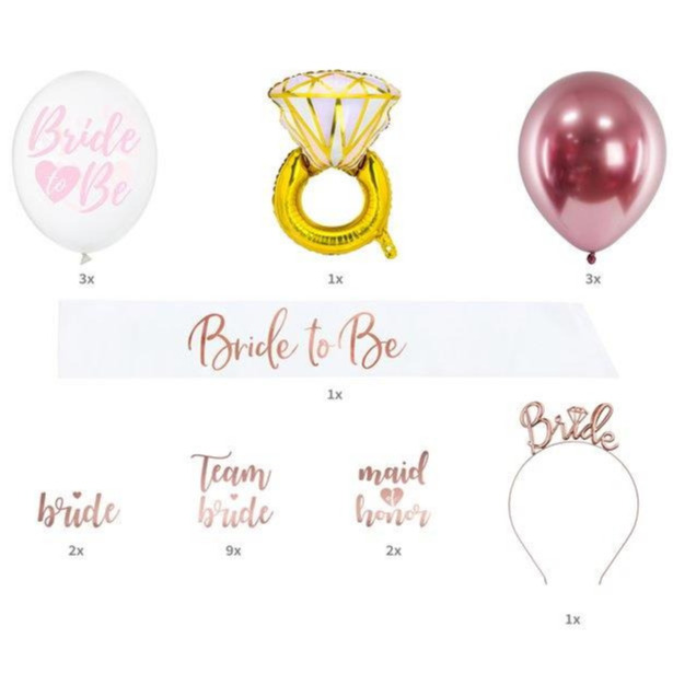 Rose Gold Foil Hen Party Bridal Shower Accessories Bride To Be Set Up Kit