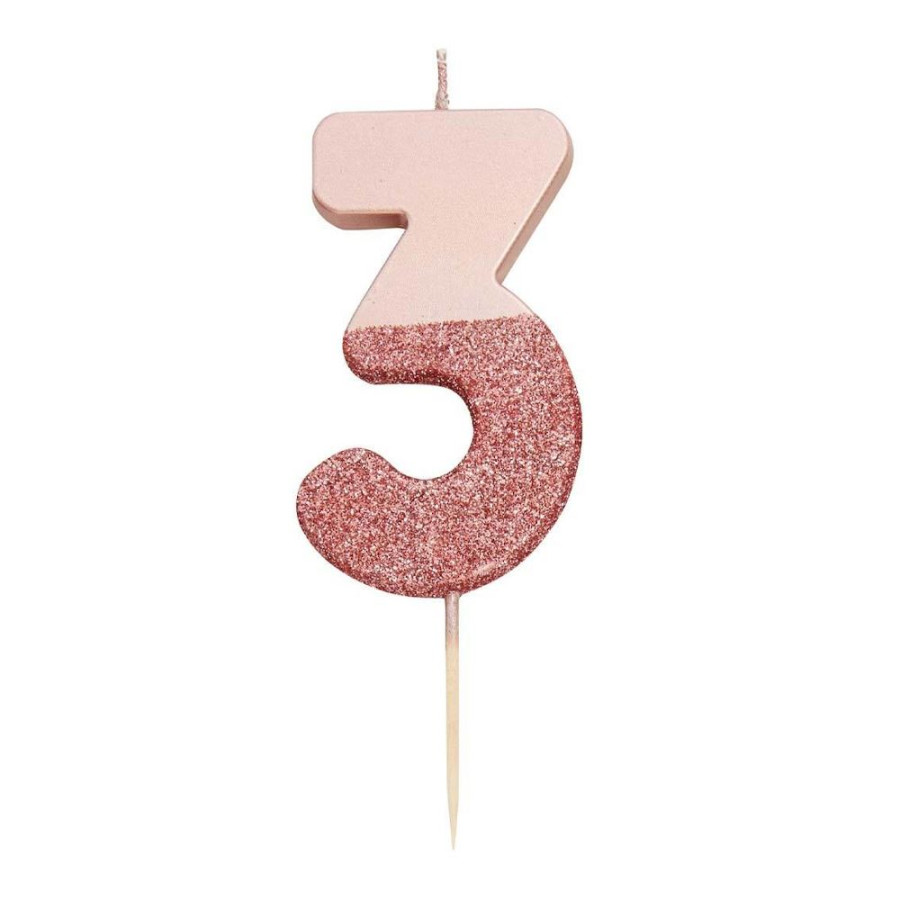 Click to view product details and reviews for Rose Gold Party Candle Number 3 Birthday Anniversary Girls Glitter Cake Decor.