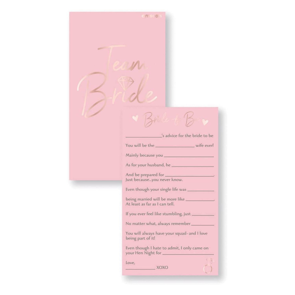Rose Gold Hen Party Bridal Shower Party Accessories Team Bride Advice Card Game