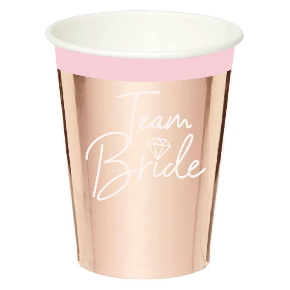 Rose Gold Hen Party Bridal Shower Party Accessory Team Bride Paper Cups - 250ml