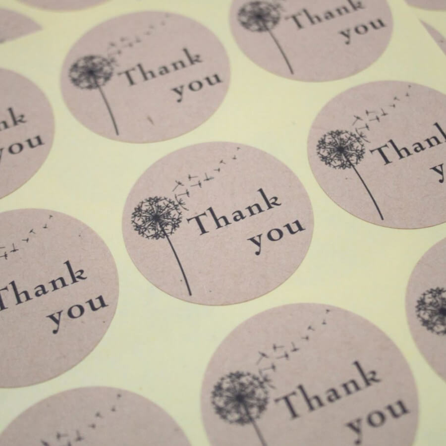Click to view product details and reviews for Round Dandelion Thank You Kraft Seal Sticker X 36.